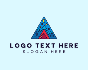 Mountain - Night Forest Camping logo design