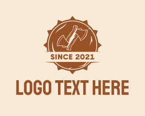 Lumberjack - Wooden Axe Badge logo design