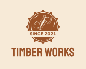 Logger - Wooden Axe Badge logo design