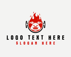 Grill - Flame Roast Pig logo design