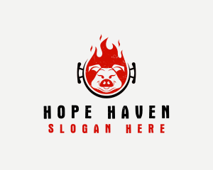 Spicy - Flame Roast Pig logo design