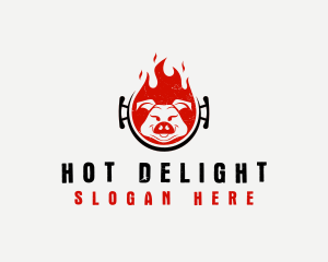 Flame Roast Pig logo design