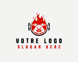 Dish - Flame Roast Pig logo design