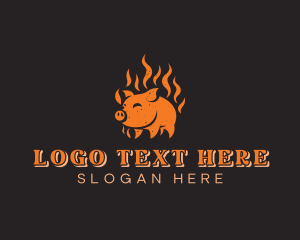 Barbecue - Pork Meat Barbecue logo design