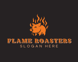 Roasting - Pork Meat Barbecue logo design