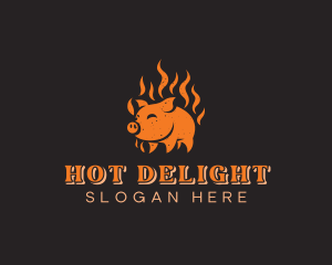 Pork Meat Barbecue logo design