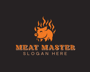 Pork Meat Barbecue logo design