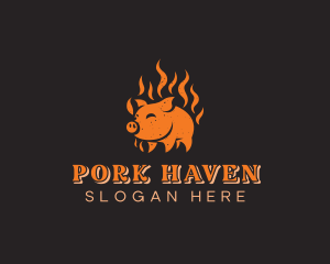 Pork Meat Barbecue logo design