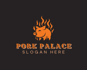 Pork Meat Barbecue logo design