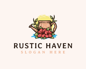 Floral Watering Can logo design