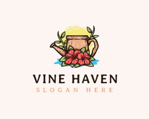 Floral Watering Can logo design