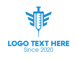 Vaccinate - Blue Wings Vaccine Syringe logo design