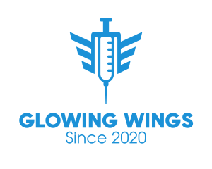 Blue Wings Vaccine Syringe logo design