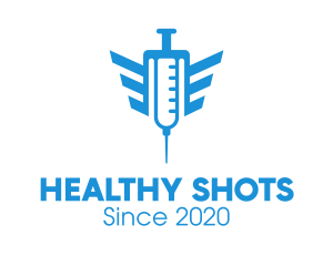 Blue Wings Vaccine Syringe logo design