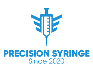 Syringe - Blue Wings Vaccine Syringe logo design