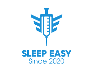 Anesthesiologist - Blue Wings Vaccine Syringe logo design