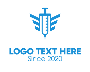 Med - Blue Wings Vaccine Syringe logo design