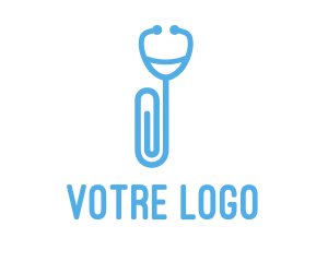 Ecg - Paper Clip Stethoscope logo design