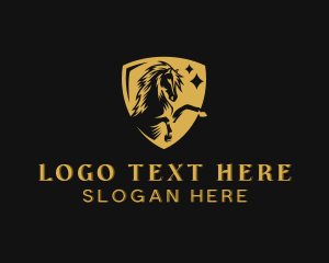 Golden - Gold Horse Shield logo design
