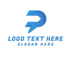 Digital Media - Blue Arrow Letter P logo design