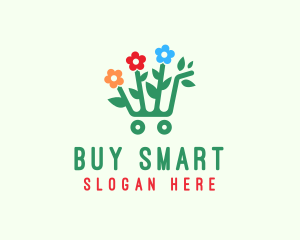 Flower Shopping Cart logo design