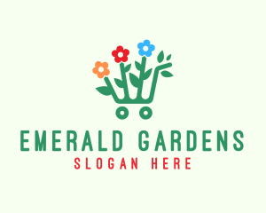 Flower Shopping Cart logo design