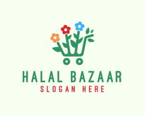 Flower Shopping Cart logo design