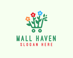 Flower Shopping Cart logo design