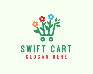 Flower Shopping Cart logo design