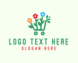 Flower Shopping Cart logo design