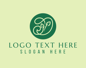 Script - Green Herbs Letter D logo design