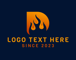 Heating System - Flame Energy Letter D logo design