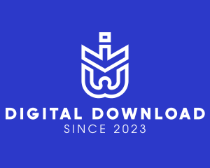 Download - Down Direction Arrow Letter W logo design