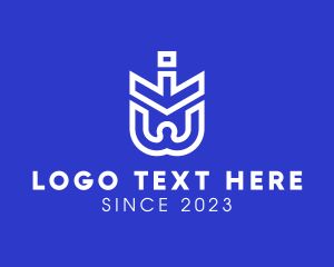 Technology - Down Direction Arrow Letter W logo design