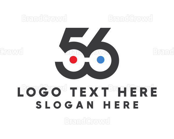 3d Glasses Monogram Number 56 Logo