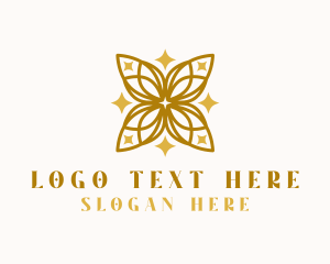 Flower - Gold Floral Wellness logo design