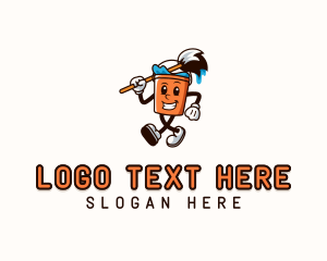 Mascot - Bucket Mop Character Janitor logo design