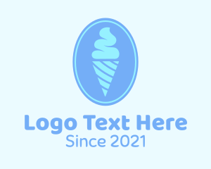 Creamery - Blue Ice Cream Badge logo design