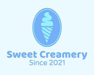 Blue Ice Cream Badge logo design