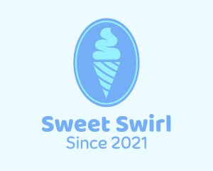 Soft Serve - Blue Ice Cream Badge logo design
