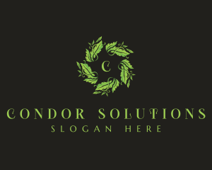 Leaves Wreath Wellness logo design