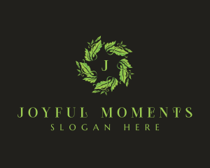 Leaves Wreath Wellness logo design