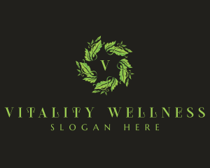 Leaves Wreath Wellness logo design