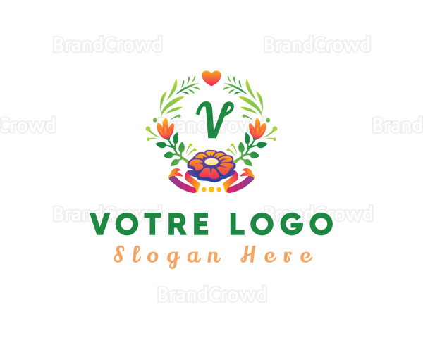 Botanical Flower Plant Wreath Logo