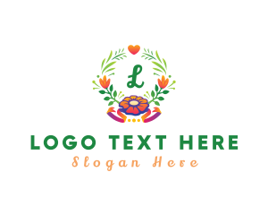 Eco Friendly - Botanical Flower Plant Wreath logo design