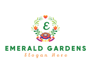 Botanical Flower Plant Wreath logo design