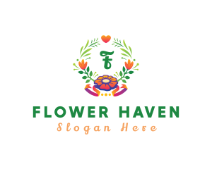 Botanical Flower Plant Wreath logo design