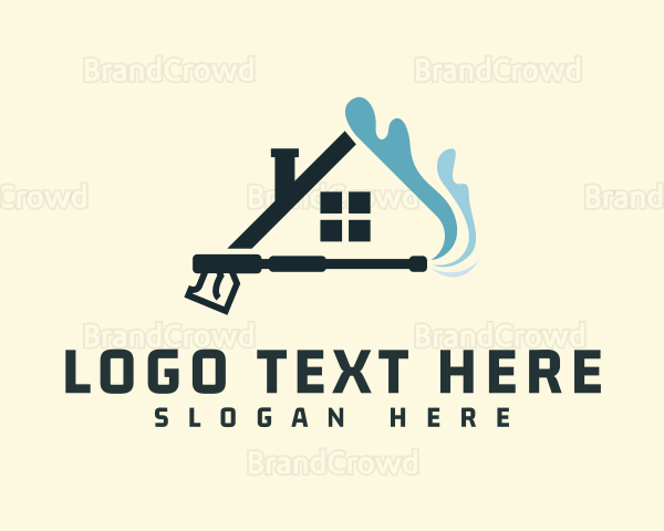 Pressure Washer House Cleaning Logo