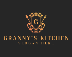 Restaurant Cutlery Shield logo design