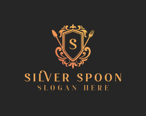 Restaurant Cutlery Shield logo design